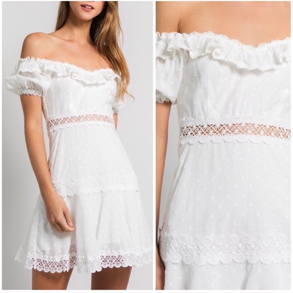 ‼️LAST ONE‼️Off the shoulder White Dress - Picture 3 of 7